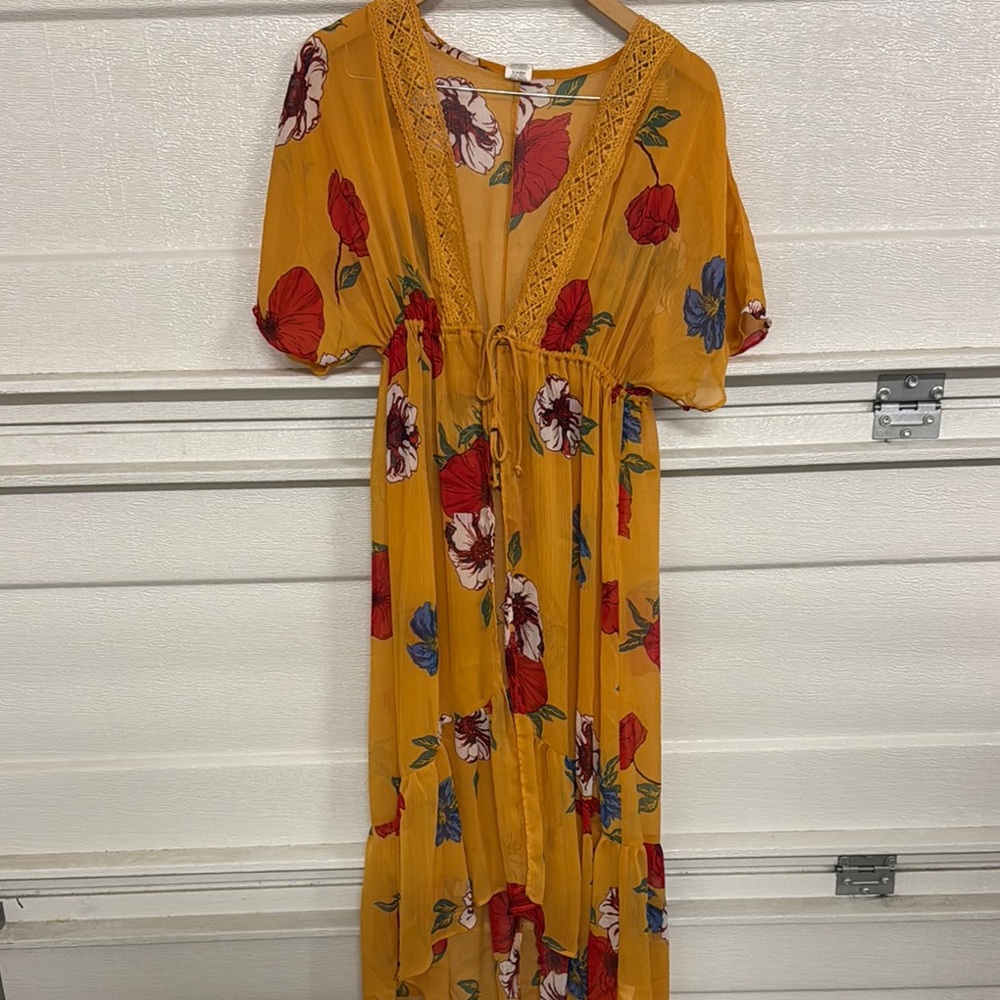 Floral Yellow swim coverup
